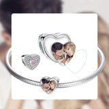 925 Silver Crystal Heart Charms Beads for Bracelet Bangle