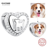 925 Silver Heart Dog Charms Bracelet Beads Jewelry