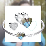 925 Sterling Silver CZ Heart Charms Beads for Bracelet DIY Jewelry