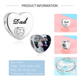 925 Silver Dad Charm Bead for Bracelet - Father Gift Heart Charm