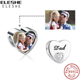 925 Silver Dad Charm Bead for Bracelet - Father Gift Heart Charm