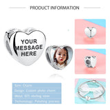 925 Sterling Silver Personalized Heart Name Photo Charms for Bracelet