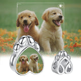 925 Silver Heart Pet Paw Photo Charm Bracelet Bead