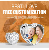 Personalized Photo Heart Charm 925 Sterling Silver Love Family Beads