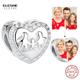 Personalized Photo Heart Charm 925 Sterling Silver Love Family Beads