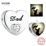 Dad Heart Bead Bracelet Necklace 925 Silver Charms CZ Jewelry