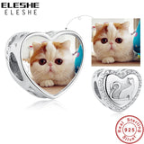 925 Silver Cat Heart Bead Charm for Bracelet