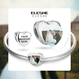 Personalized 925 Silver Heart Charm Beads with Engraved Name