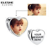 Personalized 925 Silver Heart Charm Beads with Engraved Name