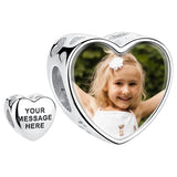 Personalized 925 Silver Heart Charm Beads with Engraved Name