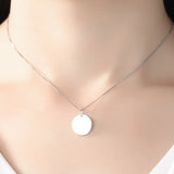 925 Silver Personalized Round Pendant Necklace Custom Engraved Name
