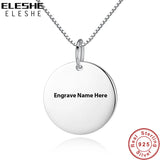 925 Silver Personalized Round Pendant Necklace Custom Engraved Name
