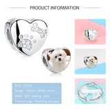 Pet Paw and Bone Photo Bead Charm for Bracelets