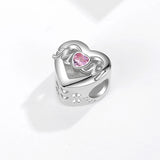 925 Silver Mom Love Heart Bead Charm for Bracelet DIY