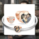 925 Silver Rose Heartbeat CZ Heart Bead Bracelet DIY Jewelry