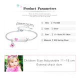 Pink Butterfly Heart Name Bracelet 925 Sterling Silver Chain for Kid Girls