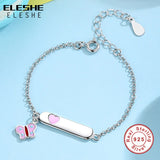 Pink Butterfly Heart Name Bracelet 925 Sterling Silver Chain for Kid Girls