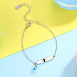 925 Sterling Silver Baby's Bottle Charm Bracelet for Girls Kids Engrave Name
