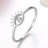925 Sterling Silver CZ Eye Finger Ring Clear Crystal Women Wedding Engagement
