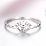 925 Sterling Silver CZ Eye Finger Ring Clear Crystal Women Wedding Engagement