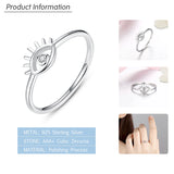 925 Sterling Silver CZ Eye Finger Ring Clear Crystal Women Wedding Engagement