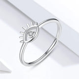 925 Sterling Silver CZ Eye Finger Ring Clear Crystal Women Wedding Engagement