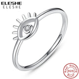925 Sterling Silver CZ Eye Finger Ring Clear Crystal Women Wedding Engagement