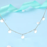 925 Silver CZ Round & Star Pendant Choker Necklace