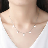 925 Silver CZ Round & Star Pendant Choker Necklace
