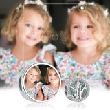 925 Silver Green CZ Family Tree Round Bead Photo Charm Bracelet DIY Gift
