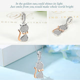 925 Sterling Silver Cat Charm Beads for Bracelet Pendant DIY Gift