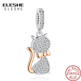 925 Sterling Silver Cat Charm Beads for Bracelet Pendant DIY Gift