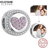 925 Silver Round Charms Beads Crystal CZ Heart Charm Bracelets