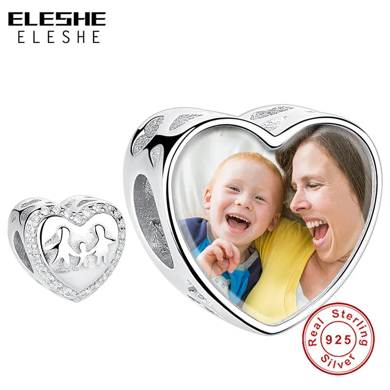 Sterling Silver Love Heart Family Charm for Bracelet