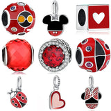 Red Ladybug Forever Love Heart Bead for Bracelet Necklace DIY