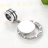 925 Silver Engrave Name Charms Beads Fit Bracelet Christmas Jewelry