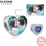 925 Sterling Silver Crystal Heart Beads Charm for Bracelet