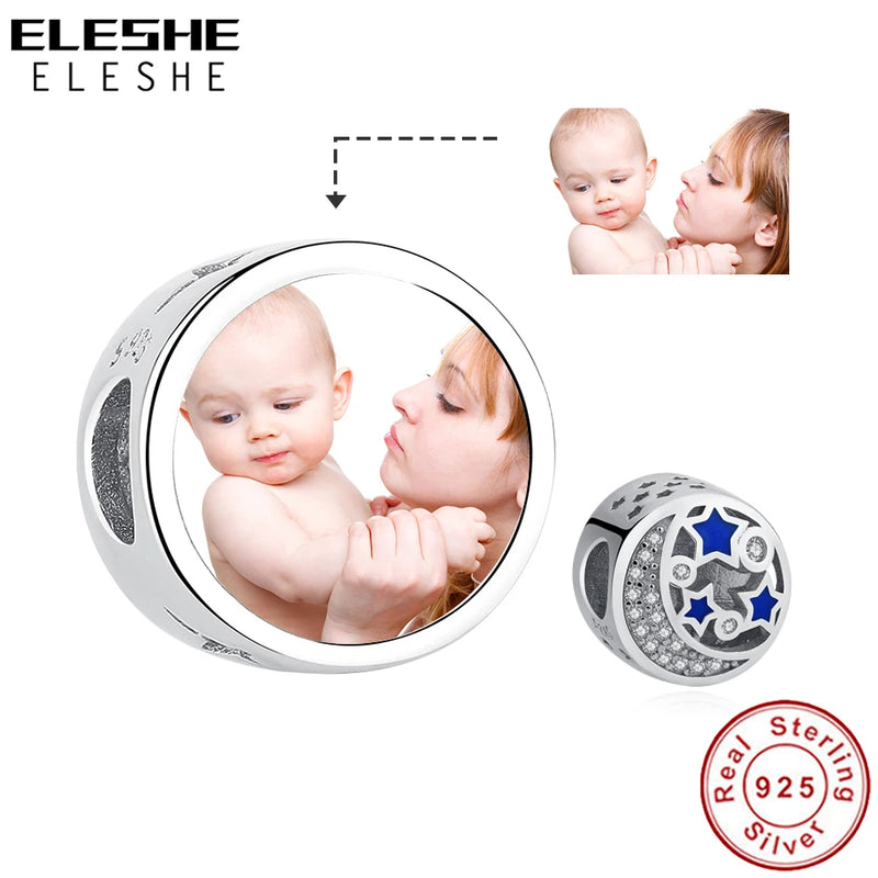 S925 Moon & Star CZ Beads Charm Bracelet DIY Jewelry Making