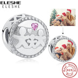 S925 Silver Pink CZ Love Family Charm Bead for Bracelet