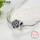 S925 Silver CZ Rose Flower Bead Charm for Bracelet DIY Gift