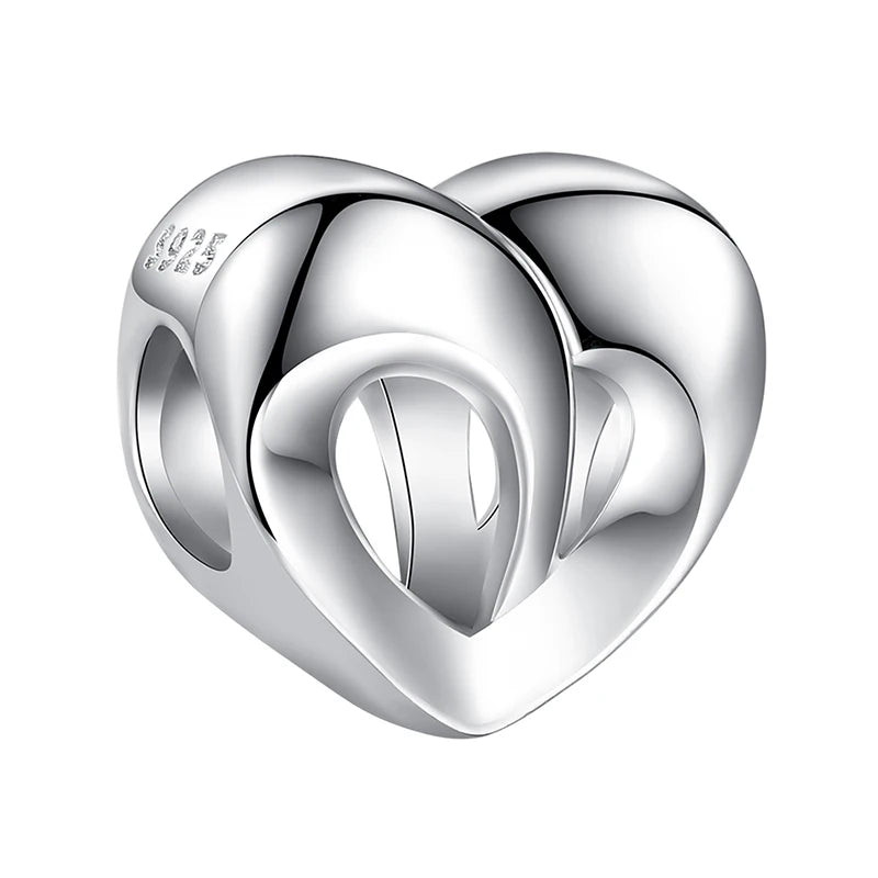 925 Silver Forever Love Heart Bead Charm Bracelet DIY Jewelry Making