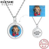 925 Silver Pendant Necklace Turnable Engrave Pendant Chain Women Jewelry
