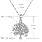 925 Sterling Silver Family Tree Crystal Pendant Necklace for Women
