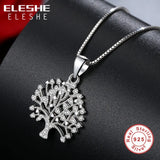 925 Sterling Silver Family Tree Crystal Pendant Necklace for Women