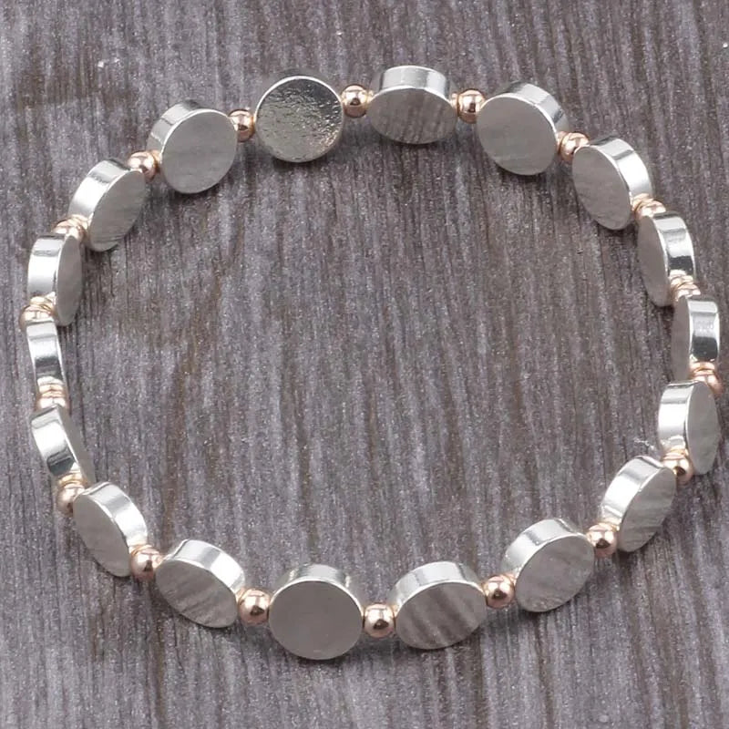 Women Double Plate Bohemian Copper Strand Bracelets Jewelry