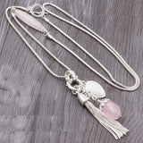 Heart Chain Tassel Natural Stone Sweater Snake Chain Plated Necklace