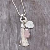 Heart Chain Tassel Natural Stone Sweater Snake Chain Plated Necklace