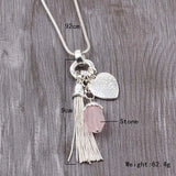 Heart Chain Tassel Natural Stone Sweater Snake Chain Plated Necklace