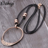 ELOYHI Round Scripture Engraving Pendant Long Chain Necklace