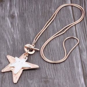 ELOYHI Double Pentagram Pendant Long Chain Necklace for Women